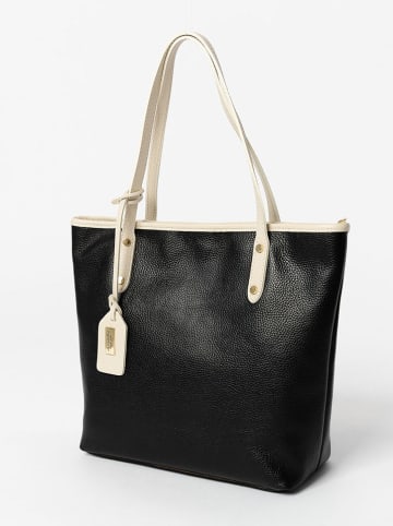 Anna Morellini Leder-Shopper "Lauretta" in Schwarz - (B)40 x (H)32 x (T)12 cm