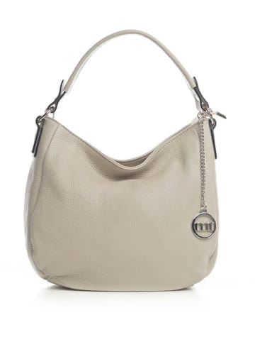Mia Tomazzi Leren schoudertas "Molise" beige - (B)30 x (H)20 x (D)8 cm