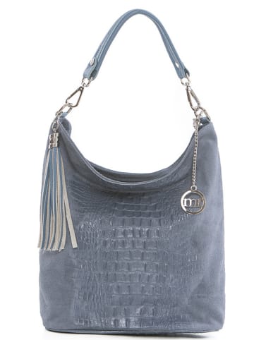 Mia Tomazzi Leder-Schultertasche "Rozzano" in Blau - (L)26 x (B)12 x (H)28 cm