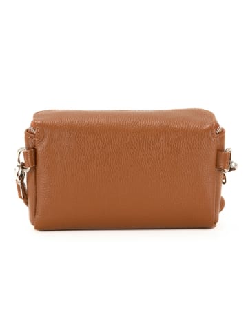 Mia Tomazzi Leder-Umhängetasche "Lupetta" in Hellbraun - (B)21 x (H)12 x (T)6 cm