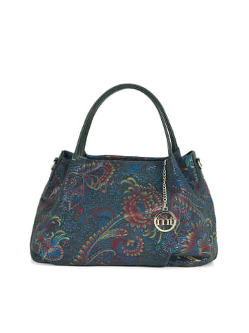 Mia Tomazzi Leren handtas "Gonfalone" groen - (B)24 x (H)21 x (D)13 cm