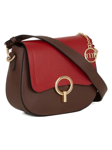 Mia Tomazzi Skórzana torebka "Carracci" w kolorze bordowym - 23 x 18 x 7,5 cm