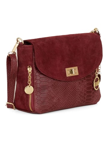 Mia Tomazzi Leder-Umhängetasche "Dergano" in Bordeaux - (B)26 x (H)21 x (T)10 cm