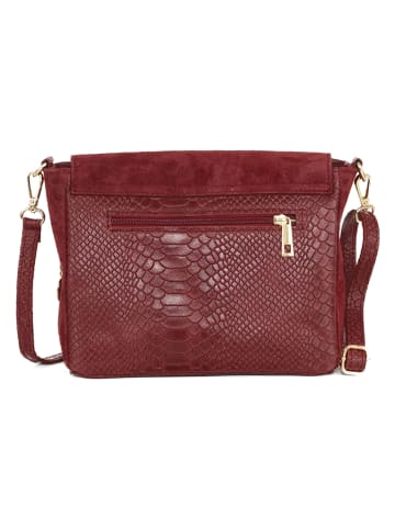 Mia Tomazzi Skórzana torebka "Dergano" w kolorze bordowym - 26 x 21 x 10 cm
