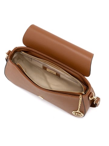 Mia Tomazzi Leder-Schultertasche "Zambaldi" in Hellbraun - (B)31 x (H)17 x (T)9 cm