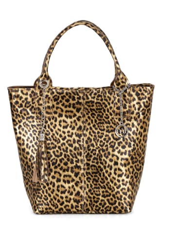 Mia Tomazzi Leren shopper "Barozzi" lichtbruin - (B)31 x (H)36 x (D)20 cm