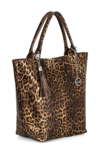 Mia Tomazzi Skórzany shopper bag "Barozzi" w kolorze brązowym - 31 x 36 x 20 cm