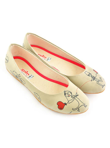 Goby Leder-Ballerinas in Beige