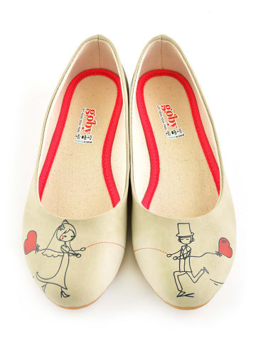 Goby Leder-Ballerinas in Beige
