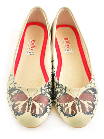 Goby Leder-Ballerinas in Beige