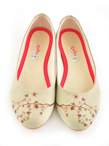 Goby Leder-Ballerinas in Beige/ Rot