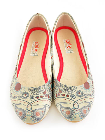 Goby Leder-Ballerinas in Bunt/ Beige