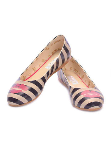 Goby Leder-Ballerinas in Creme/ Schwarz