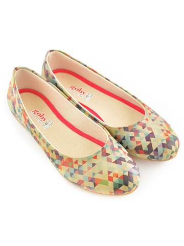 Goby Leder-Ballerinas in Beige/ Bunt