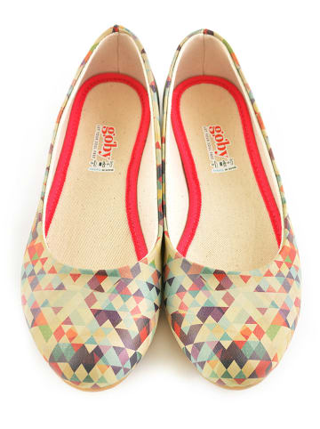 Goby Leder-Ballerinas in Beige/ Bunt
