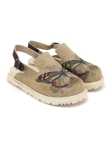 Goby Leder-Clogs in Beige