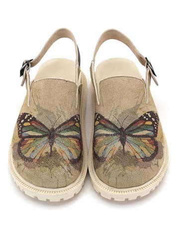 Goby Leder-Clogs in Beige