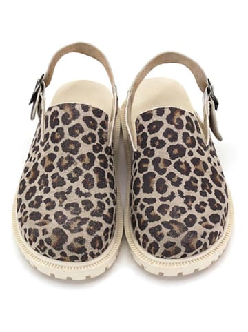 Goby Leder-Clogs in Beige/ Braun