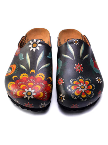 Calceo Clogs in Schwarz/ Bunt
