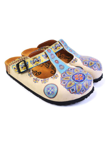 Calceo Clogs in Beige/ Bunt