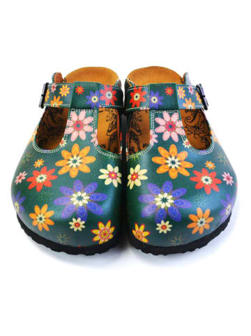 Calceo Clogs in Grün/ Bunt