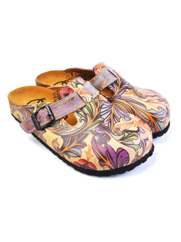 Calceo Clogs in Beige/ Lila/ Bunt