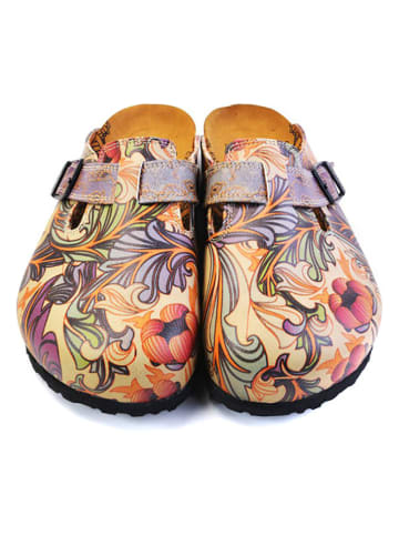 Calceo Clogs beige/paars/meerkleurig