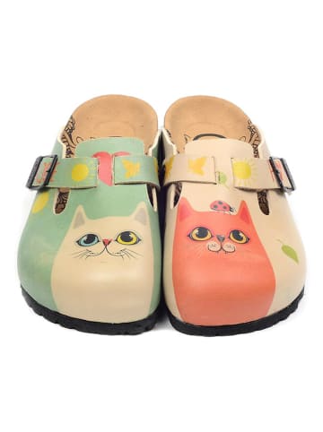 Calceo Clogs in Mint/ Beige/ Bunt