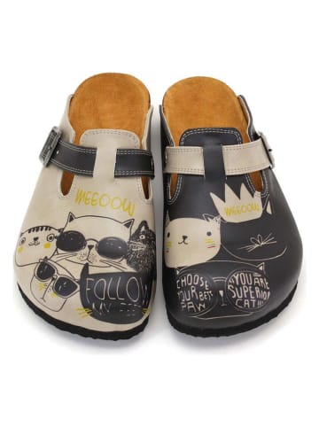 Calceo Clogs in Beige/ Anthrazit