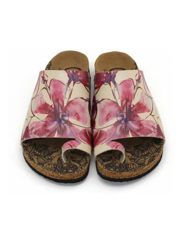 Calceo Zehentrenner in Creme/ Pink