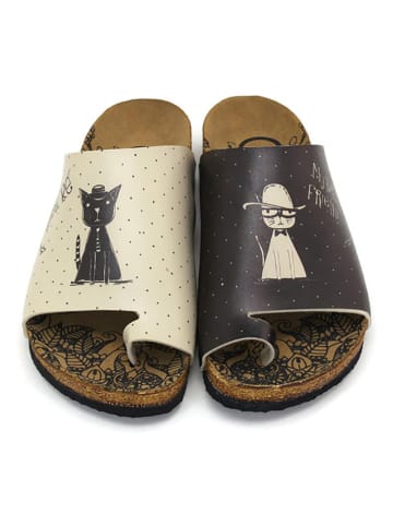 Calceo Teenslippers zwart/crème