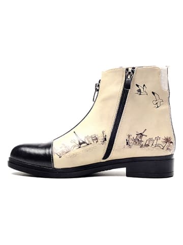 Goby Boots in Beige/ Schwarz/ Bunt