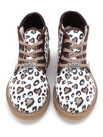 Goby Enkelboots wit/bruin