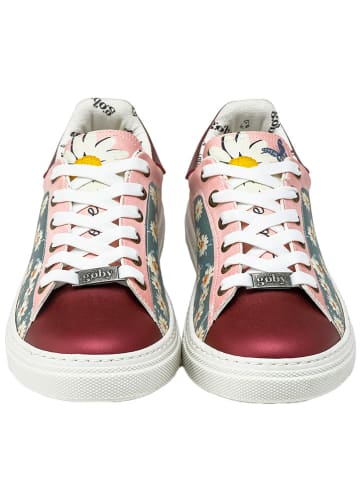 Goby Skórzane sneakersy w kolorze bordowym ze wzorem