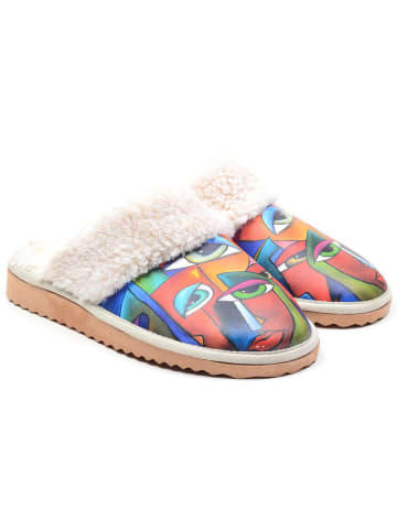 Goby Hausschuhe in Weiß/ Bunt