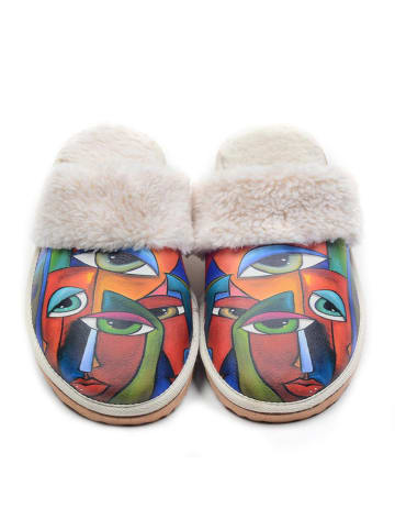 Goby Hausschuhe in Weiß/ Bunt