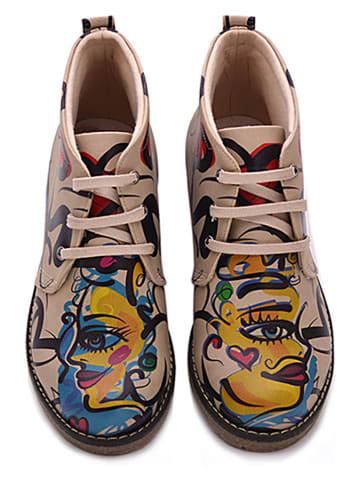 Goby Schnürschuhe in Beige/ Bunt