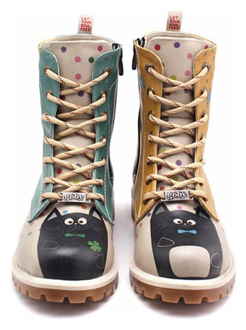 Goby Boots turquoise/oranje/crème