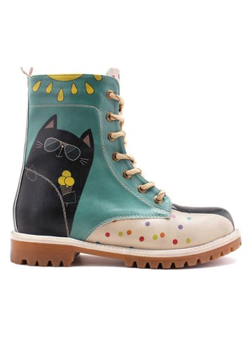 Goby Boots in Türkis/ Orange/ Creme