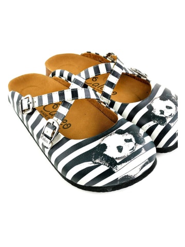 Calceo Clogs in Schwarz/ Weiß