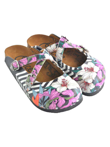 Calceo Clogs in Schwarz/ Bunt