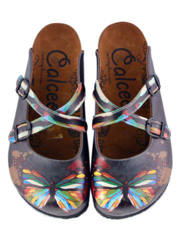 Calceo Clogs in Dunkelblau/ Bunt