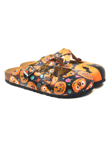 Calceo Clogs in Schwarz/ Orange