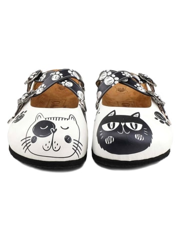 Calceo Clogs in Weiß/ Schwarz
