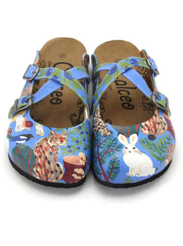 Calceo Clogs in Hellblau/ Weiß