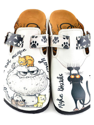 Calceo Clogs in Weiß/ Bunt