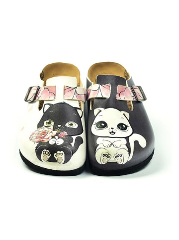 Calceo Clogs in Weiß/ Schwarz