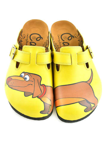Calceo Clogs in Gelb/ Hellbraun