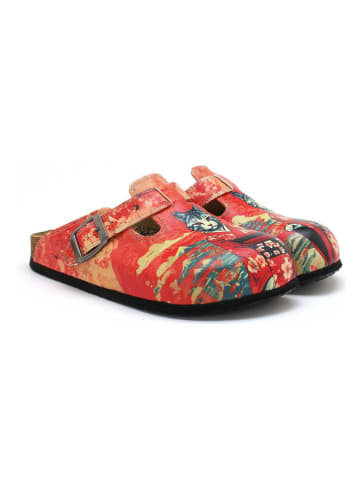 Calceo Clogs in Rot/ Bunt