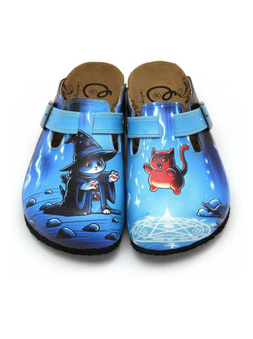 Calceo Clogs in Blau/ Bunt